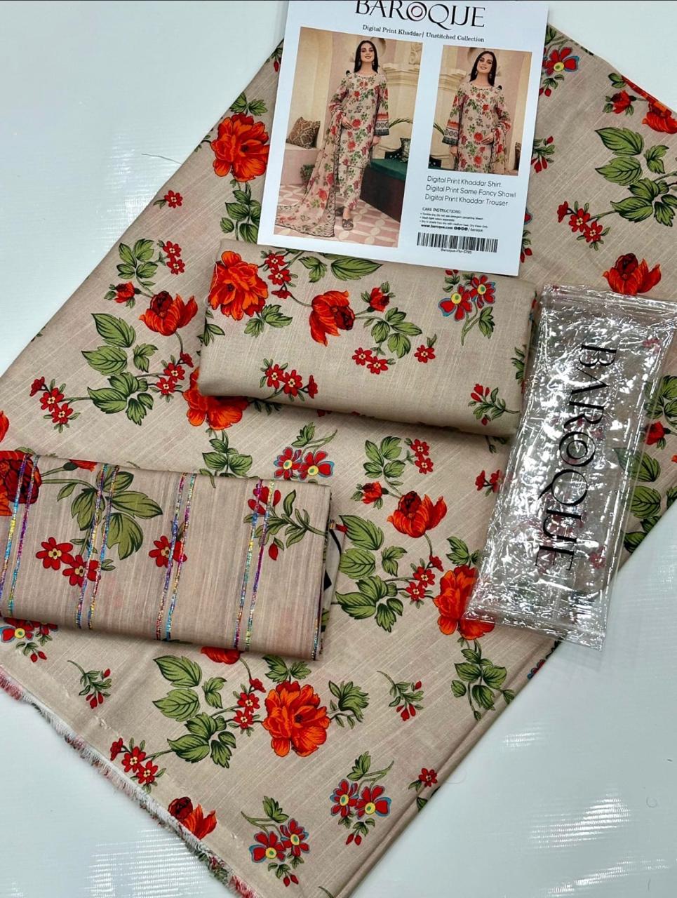 Baroque 3pc Khaddar Fancy Shawl