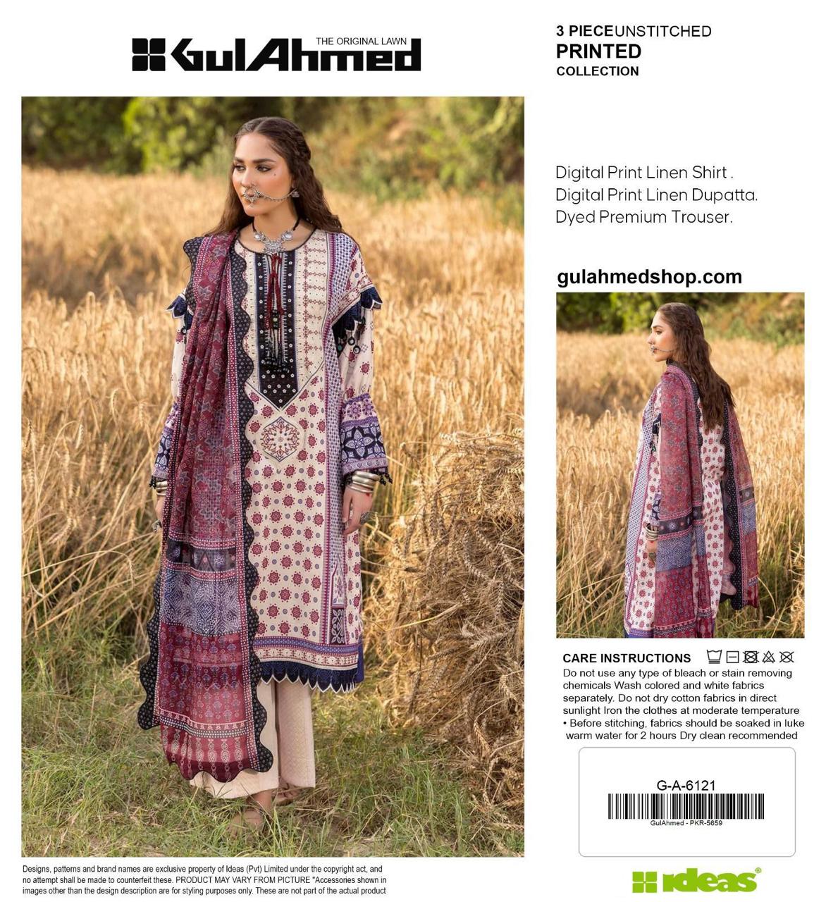 Gul Ahmed 3pc Linen