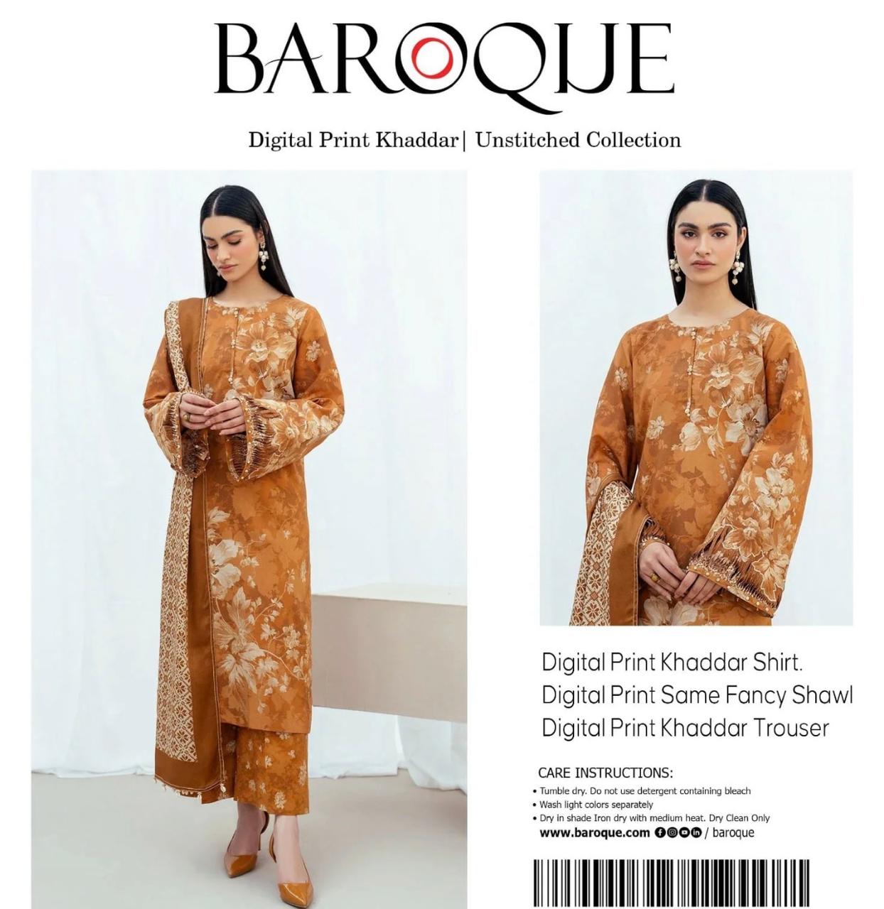 Baroque 3pc Khaddar Fancy Shawl