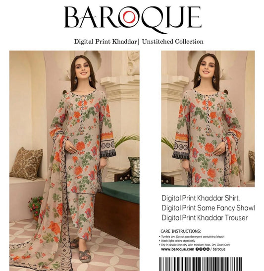 Baroque 3pc Khaddar Fancy Shawl