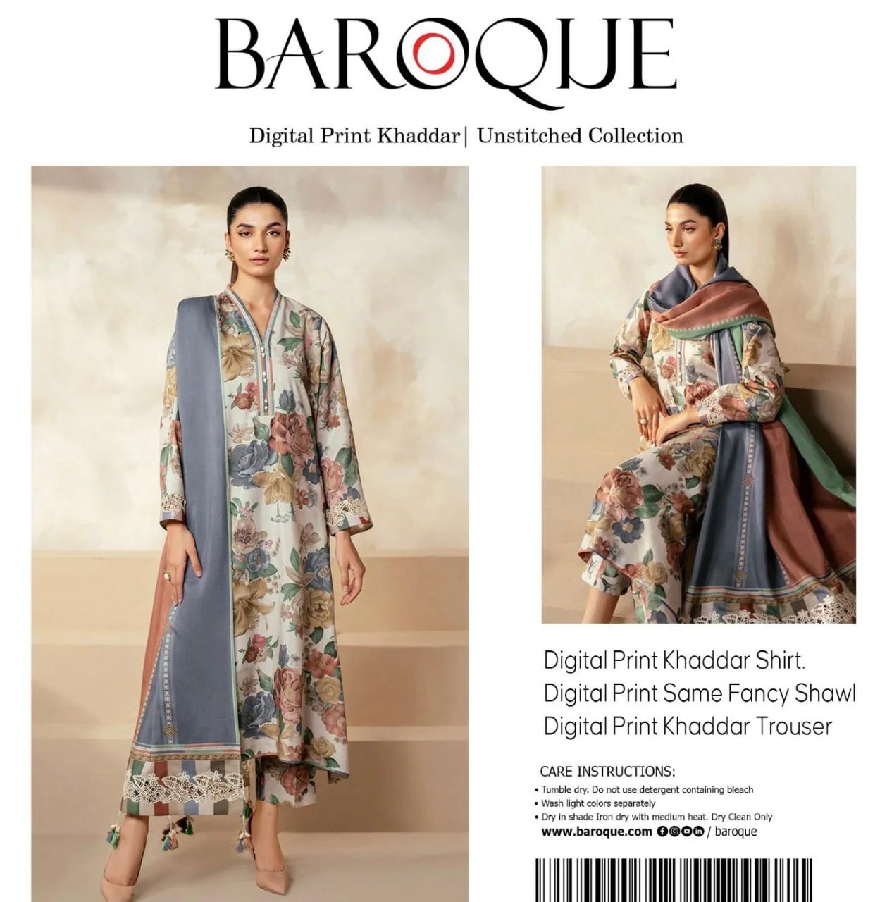 Baroque 3pc Khaddar Fancy Shawl