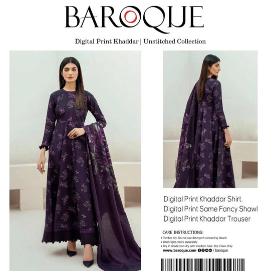 Baroque 3pc Khaddar Fancy Shawl