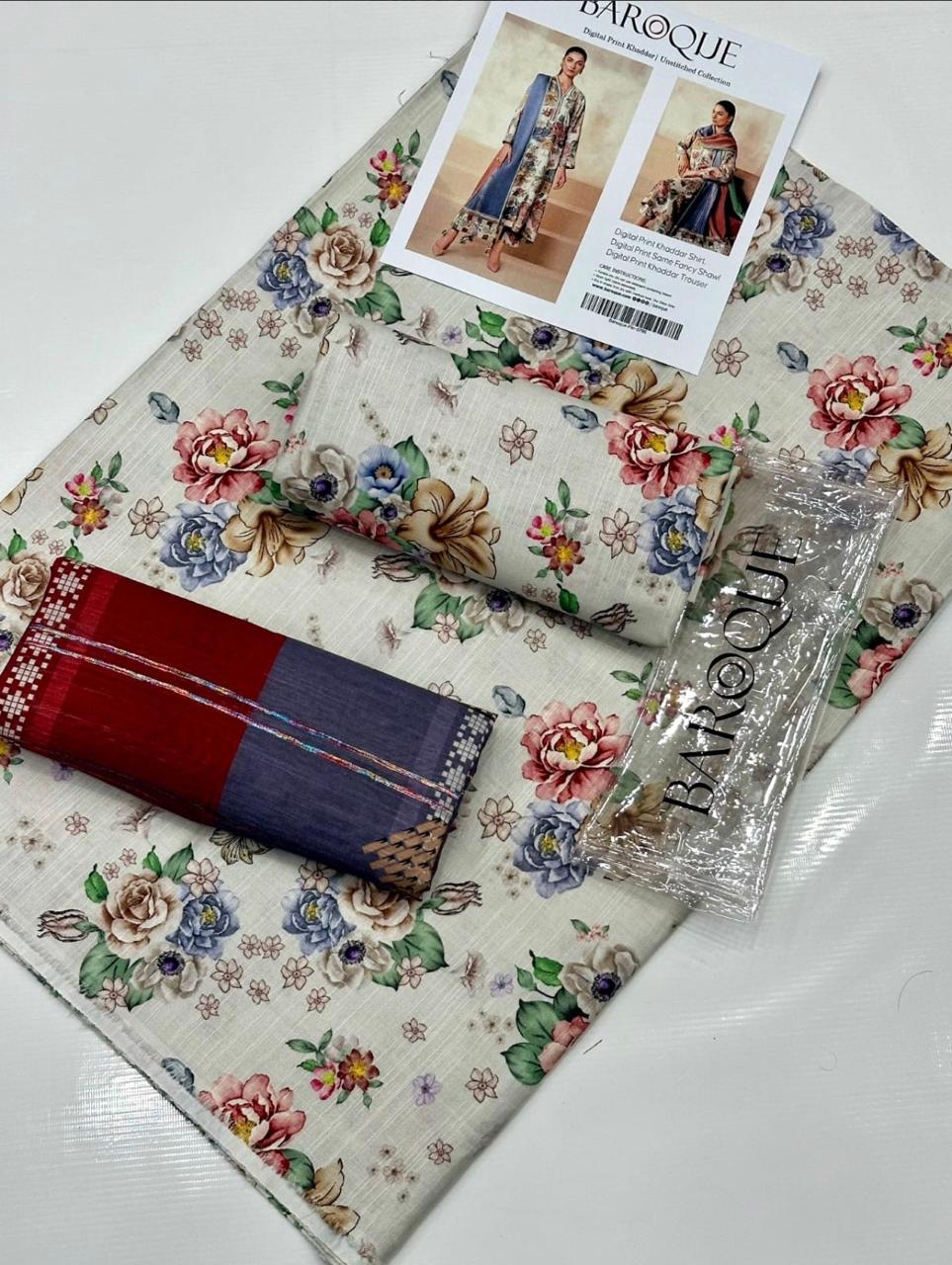 Baroque 3pc Khaddar Fancy Shawl